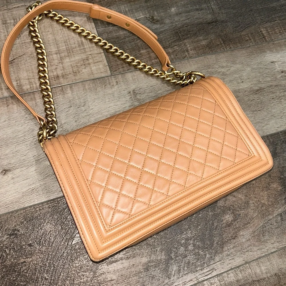 Chanel Camel Quilted Lambskin Boy Bag - Picture 7 of 15